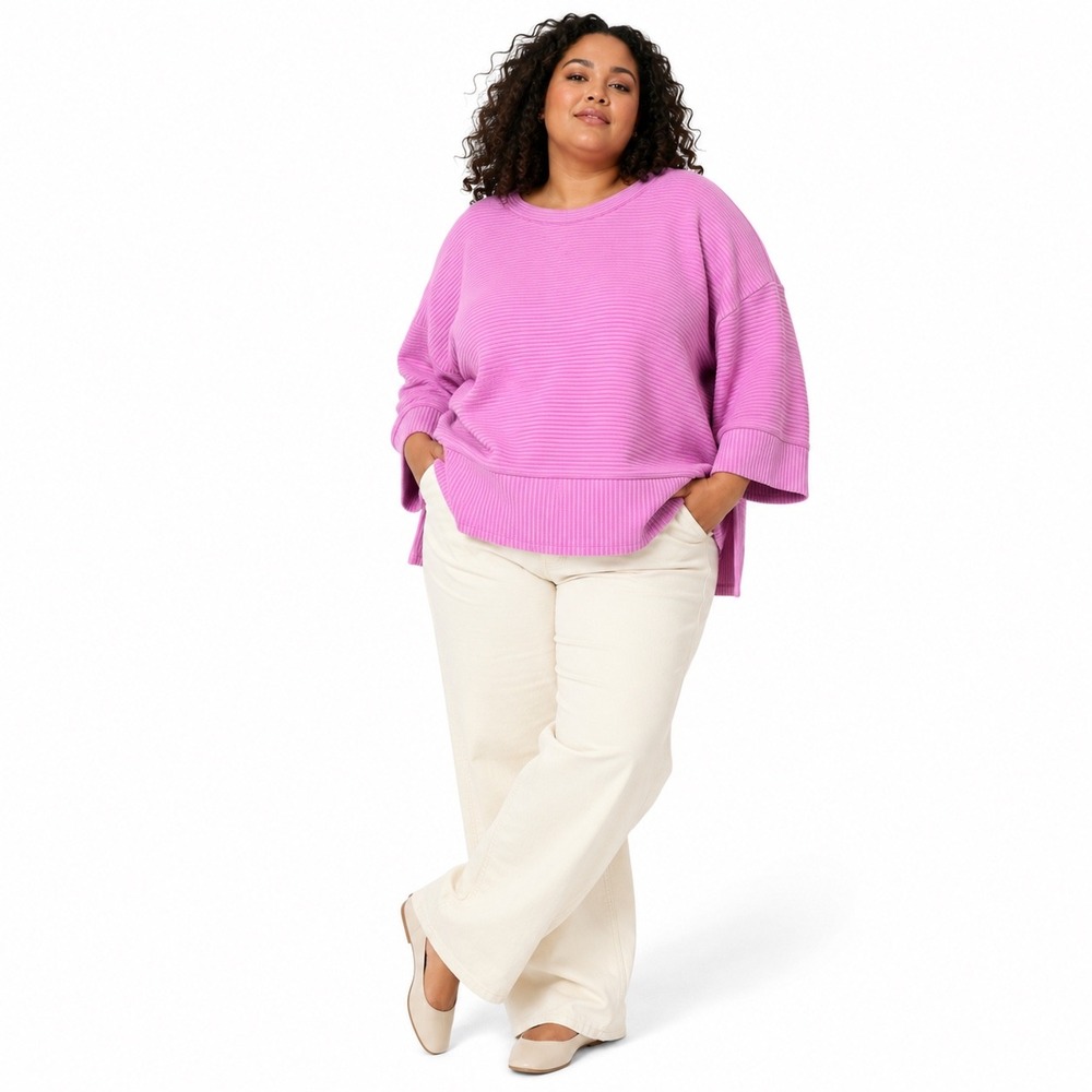 Talbots Pullover Sweater Cotton Blend Pink Ribbed‎ Coastal Preppy Womens Plus 3X